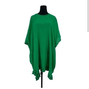 Rhode Resort Kelly Green Ruffle coverup Kaftan Poncho Cover Up Dress